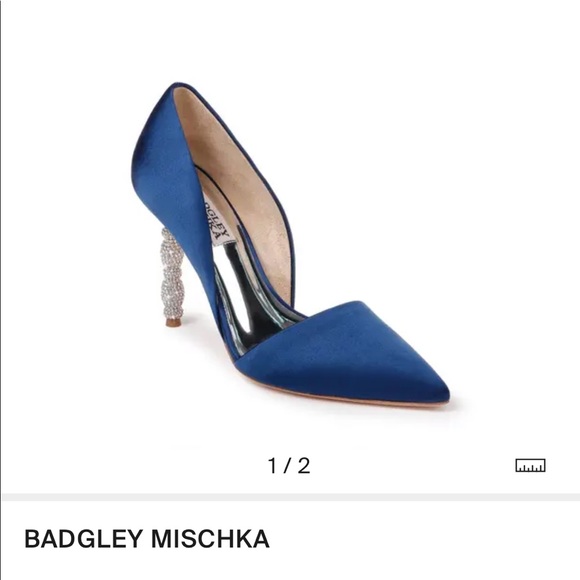 Badgley Mischka Shoes - Badgley Mischka Emily Navy Satin heels $225